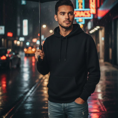 Black Polyester Hoodie – Warm, Soft & Stylish | Unisex Casual Wear for Winter & Everyday Comfort