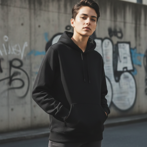 Black Polyester Hoodie – Warm, Soft & Stylish | Unisex Casual Wear for Winter & Everyday Comfort