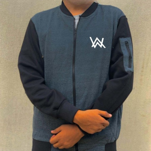 NEW Winter Collection Charcoal Grey WA Printed Zipper Jacket for Men & Boys